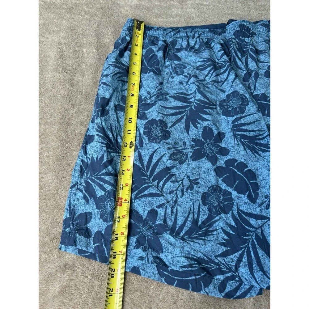 Kirkland Signature Mens XXL Blue Hawaiian Floral Swim Trunks Lined Shorts
